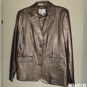 VINTAGE WORTHINGTON WOMEN'S AUTUMN GOLD GENUINE LAMBSKIN LEATHER JACKET